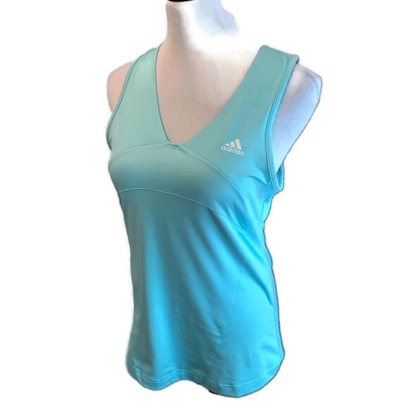 Adidas Sleeveless V-Neck Workout Top Sz L - Picture 1 of 6